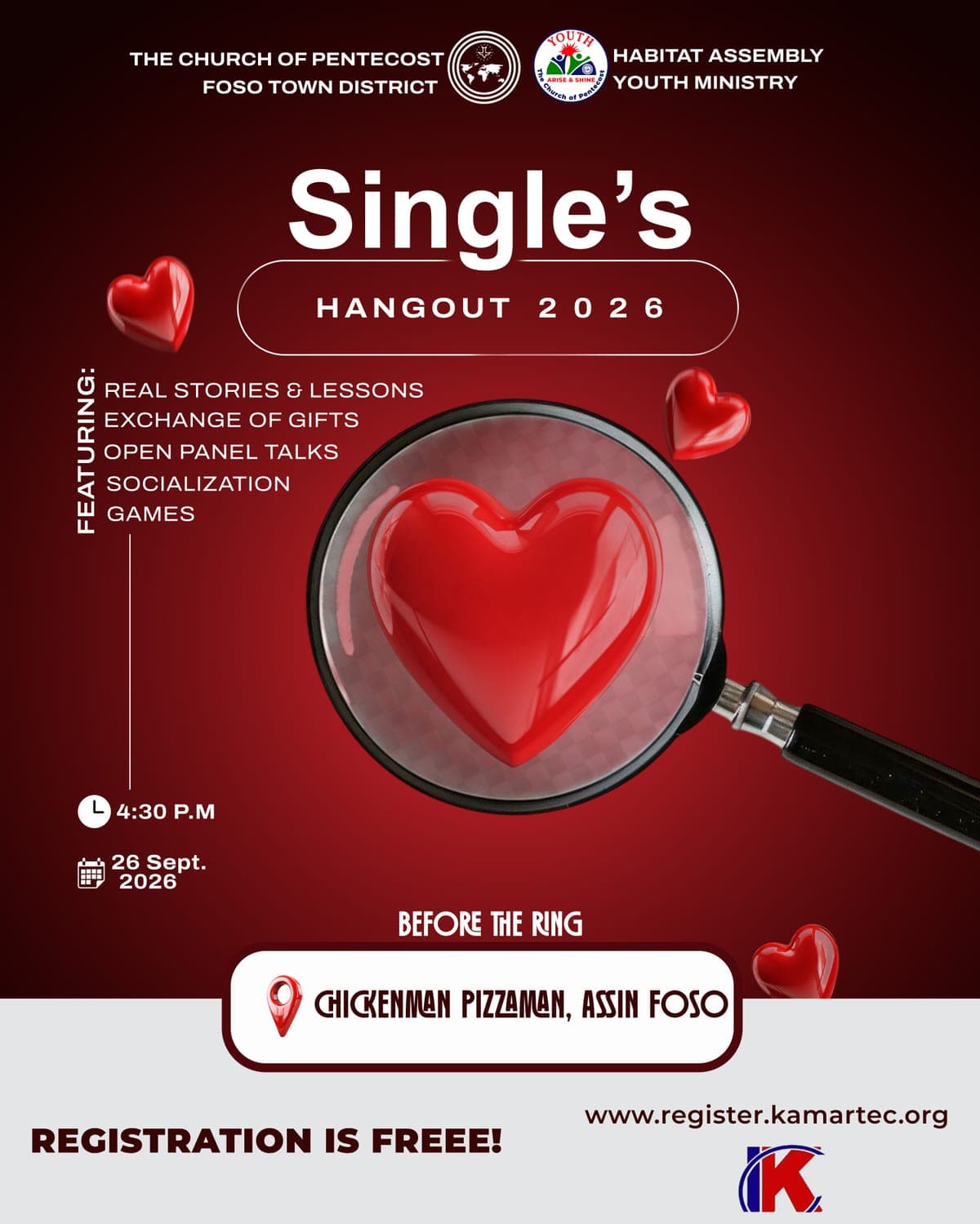 Single's Hangout 2026 flyer - Saturday, 26 September 2026 at Pizzaman Chickenman